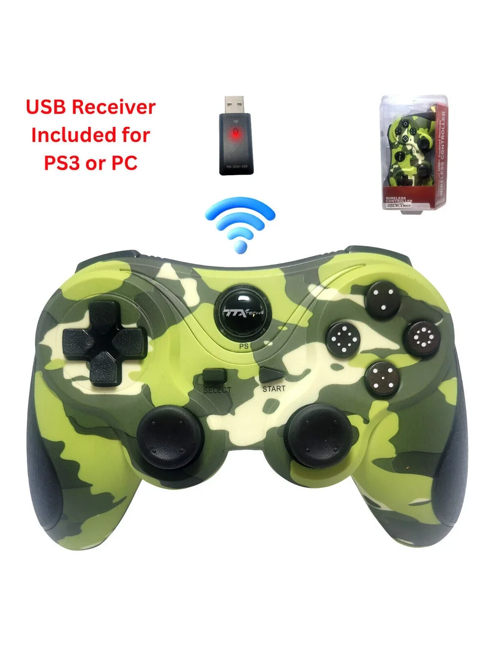 PlayStation 3 Wireless Controller for PS3  / PC / USB 2.4 Ghz - Camouflage